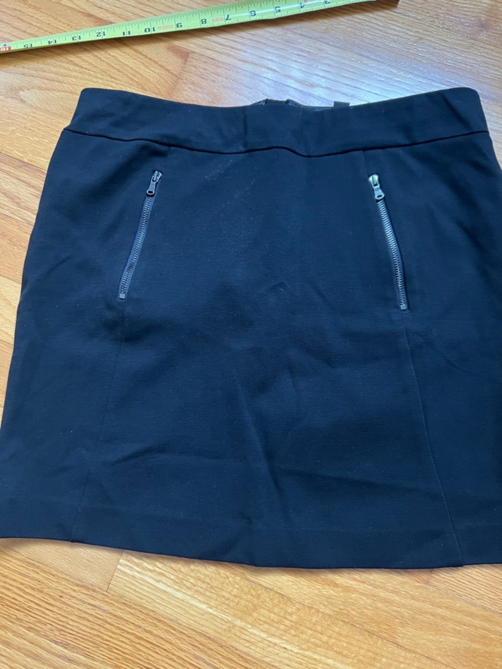 Ann Taylor Black Mini Skirt with Front Zip Pockets